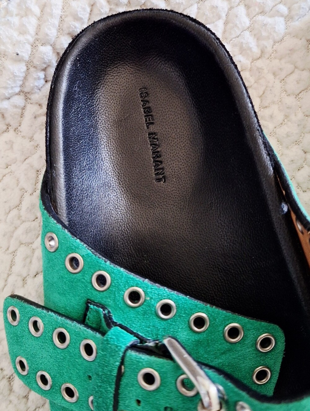 ISABEL MARANT Lennyo Buckle Up Slide Sandals Green Women's EU 37  US 7 Org $580 - Picture 4 of 10